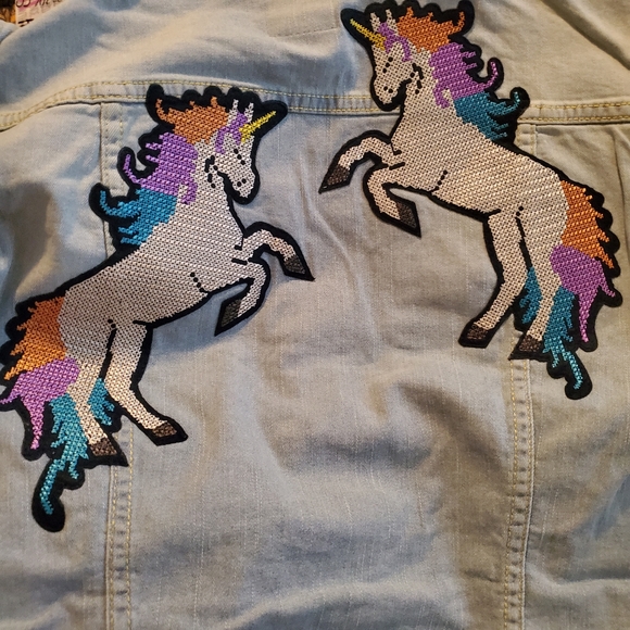 NWT Small LULAROE Jaxon denim JACKET unicorn - Picture 3 of 6